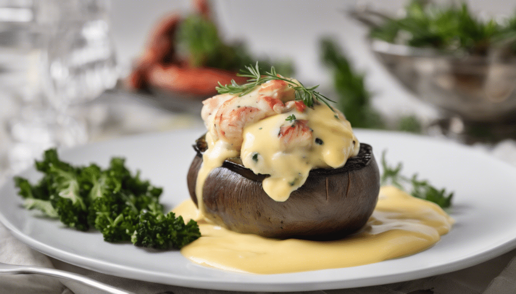 Lobster-Stuffed Portobello Mushrooms with Hollandaise Sauce