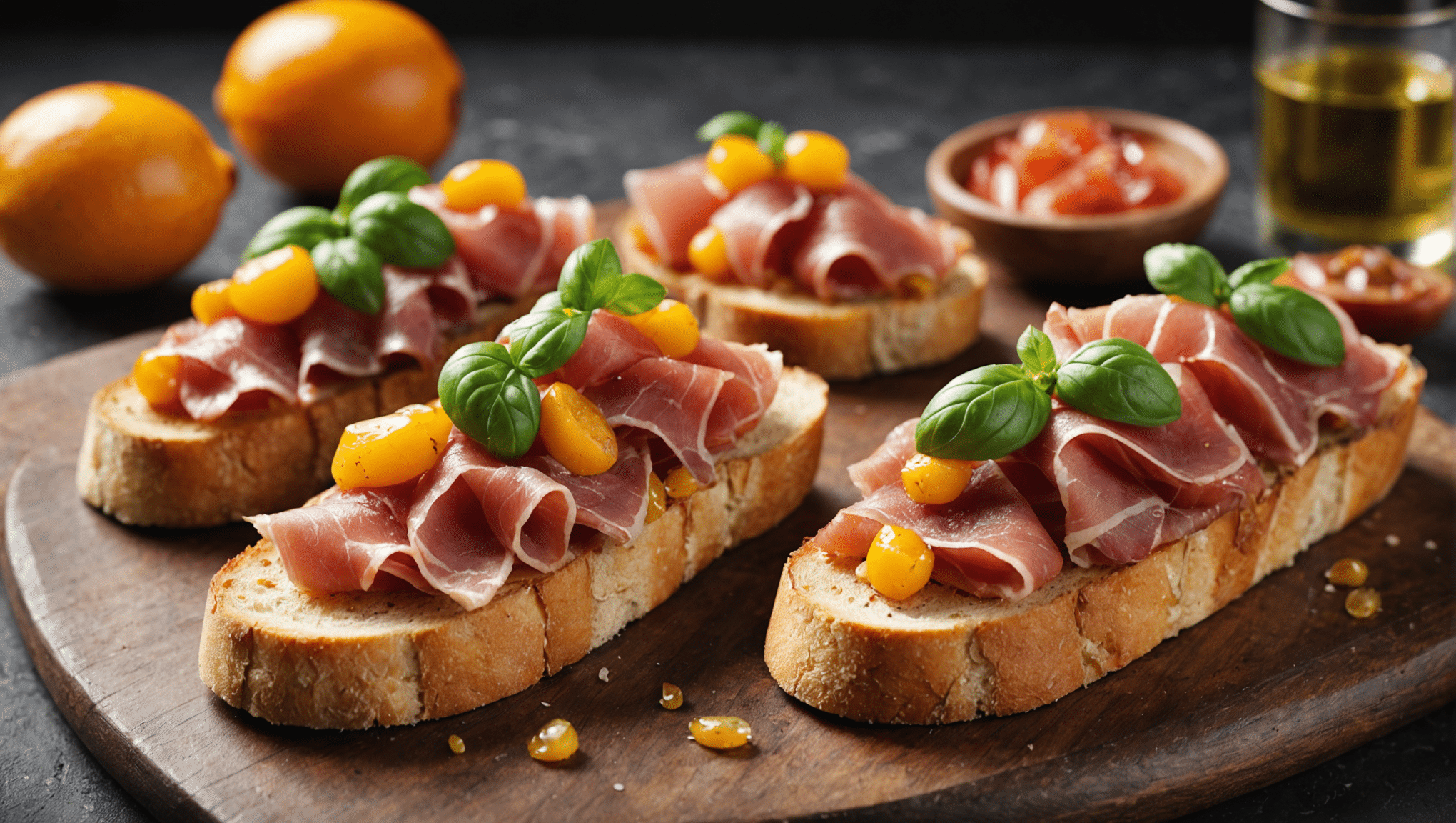 Loquat and Prosciutto Bruschetta