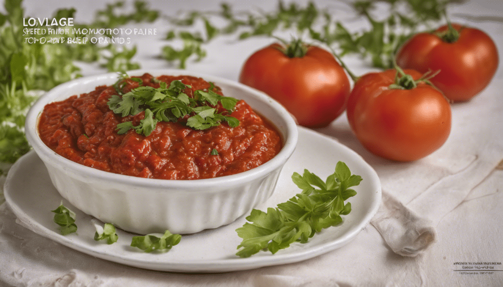 Lovage Seed and Tomato Sauce: A robust and tangy tomato based marinade featuring the unique flavor of lovage seeds.