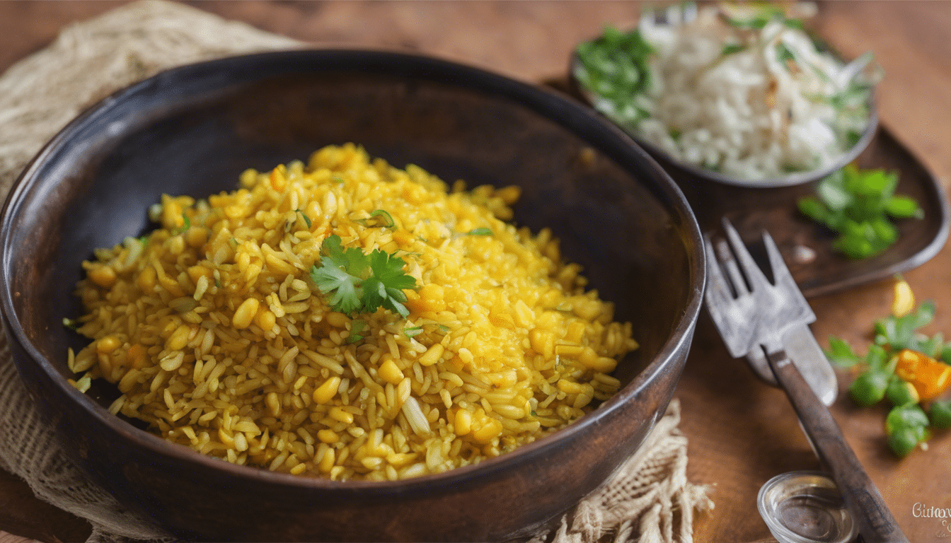 A plate of maize and turmeric rice