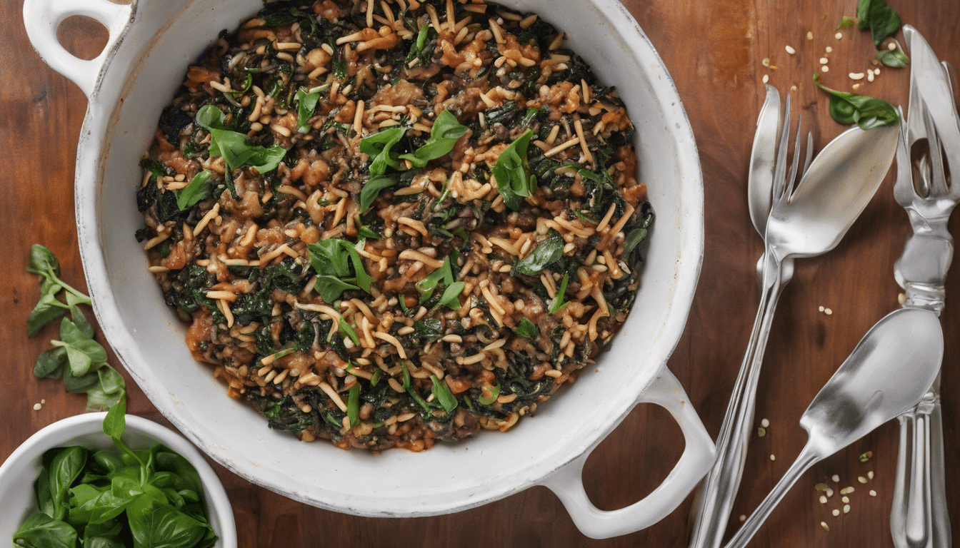 Manchurian Wild Rice Casserole with Cheese and Spinach