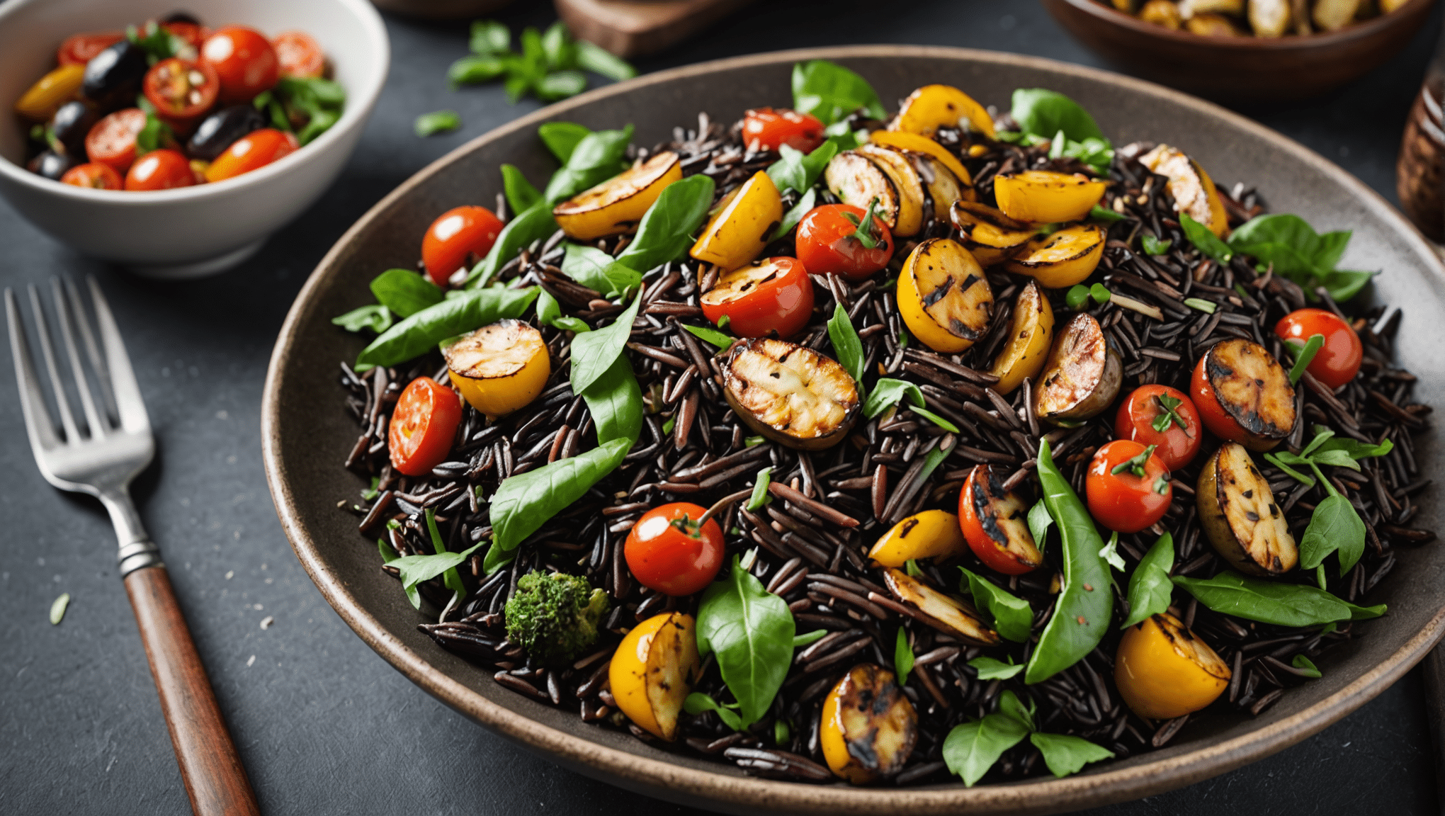 Manchurian Wild Rice Salad with Grilled Vegetables