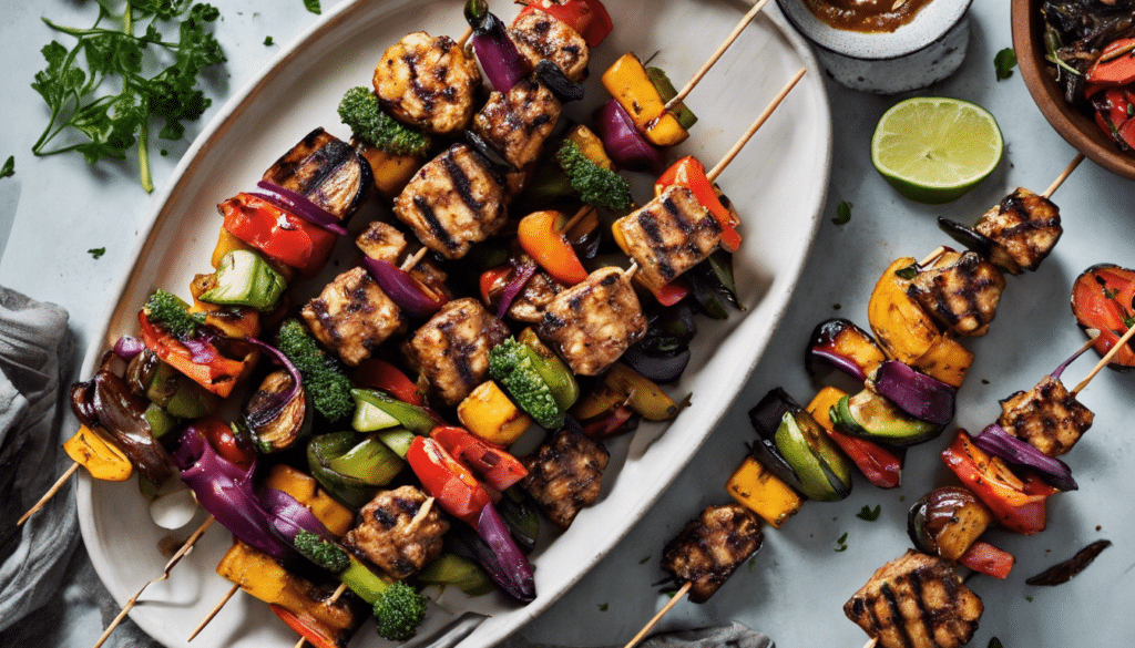 Maple-Glazed Tempeh Skewers with Grilled Vegetables