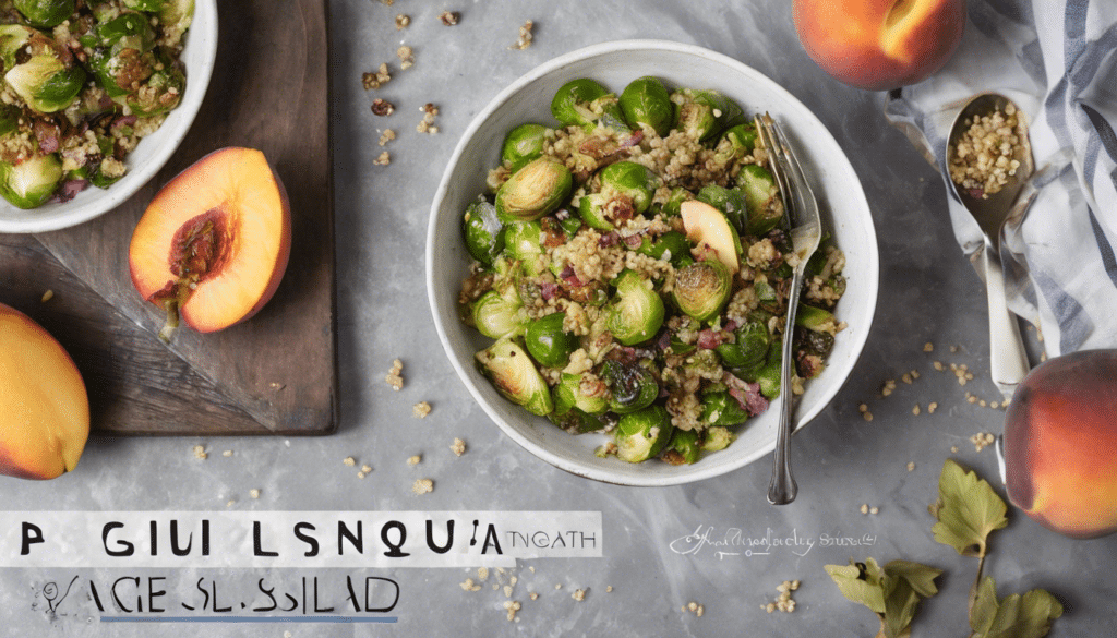 Maple-Roasted Brussels Sprout and Quinoa Salad with Peach Vinaigrette