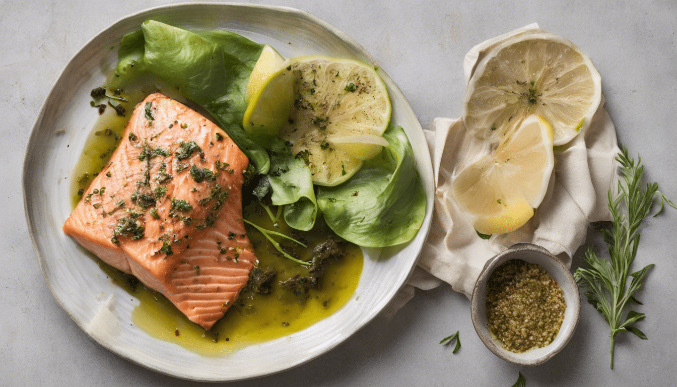 marinated salmon with yerba buena