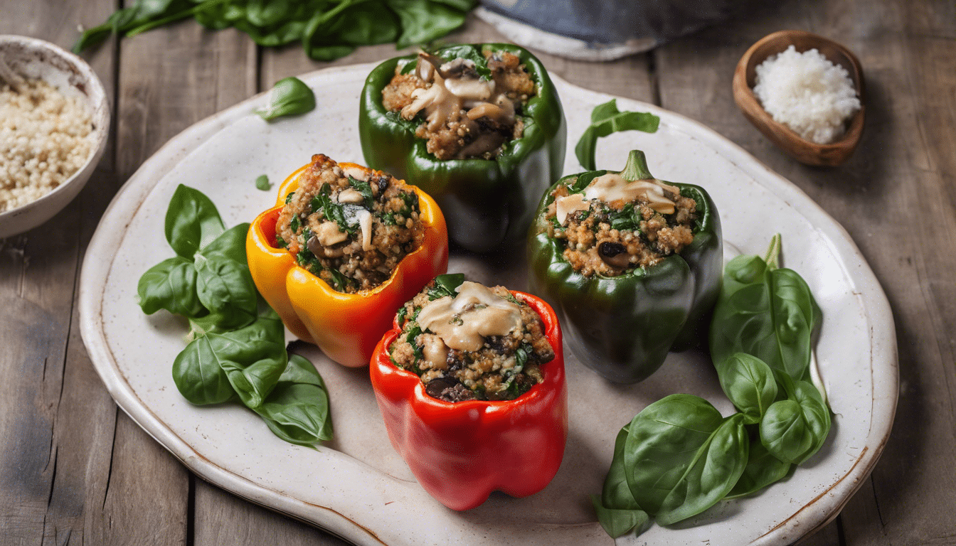 Mushroom, Spinach, Quinoa and Herbs de Provence Stuffed Bell Peppers
