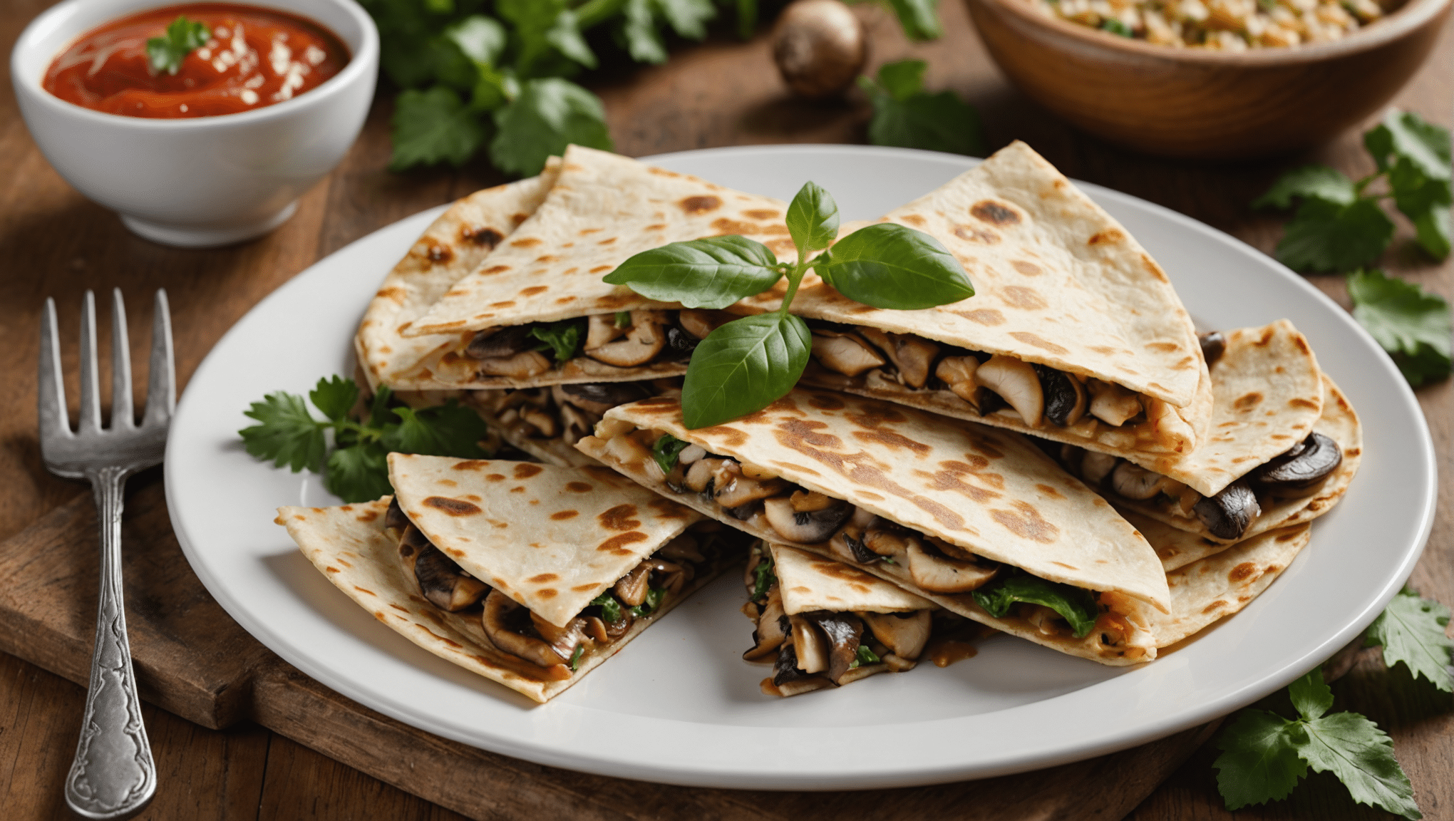 Mushroom and Hoja Santa Quesadillas