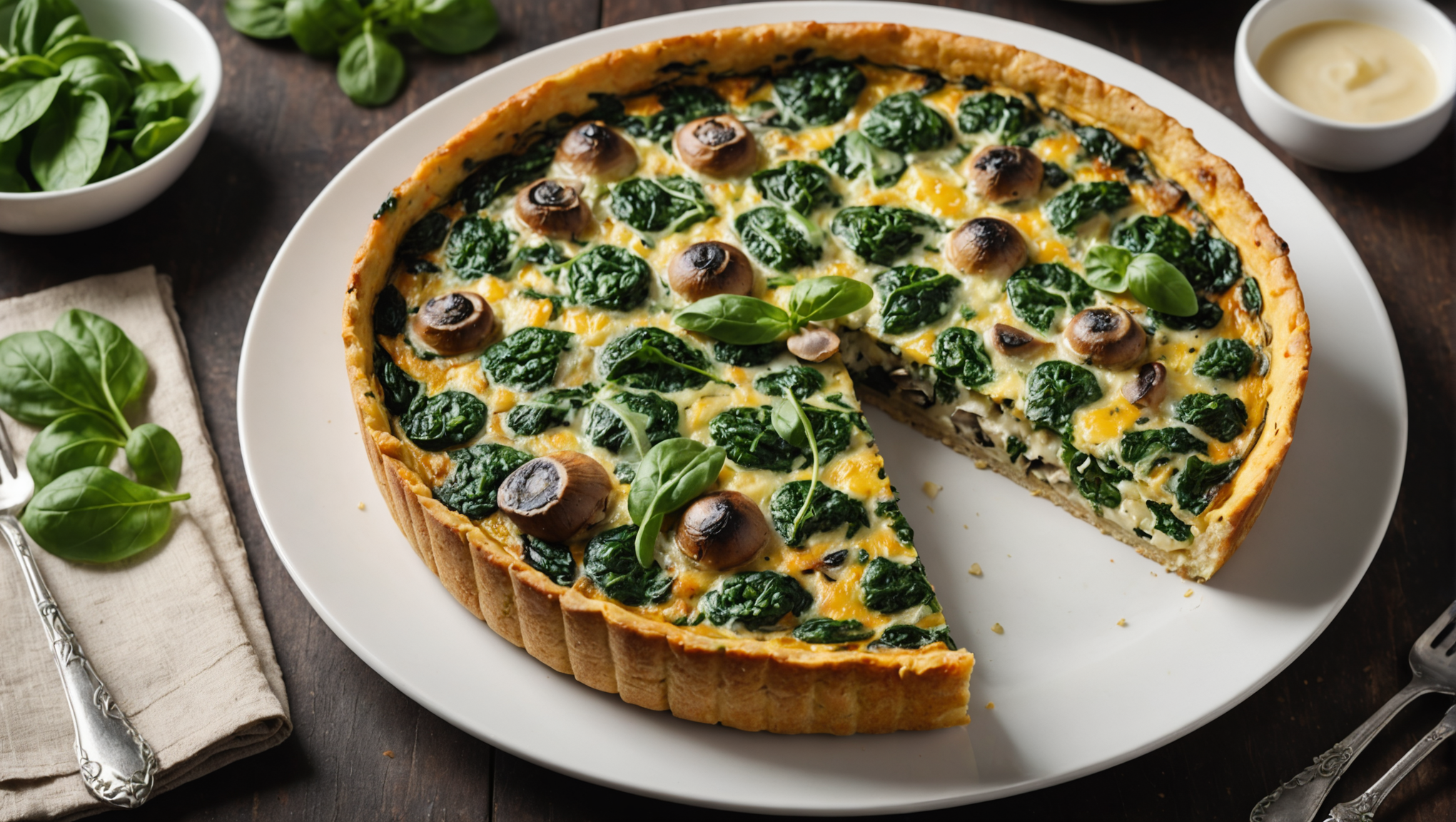 Mushroom and Spinach Frittata with Fresh Herbs