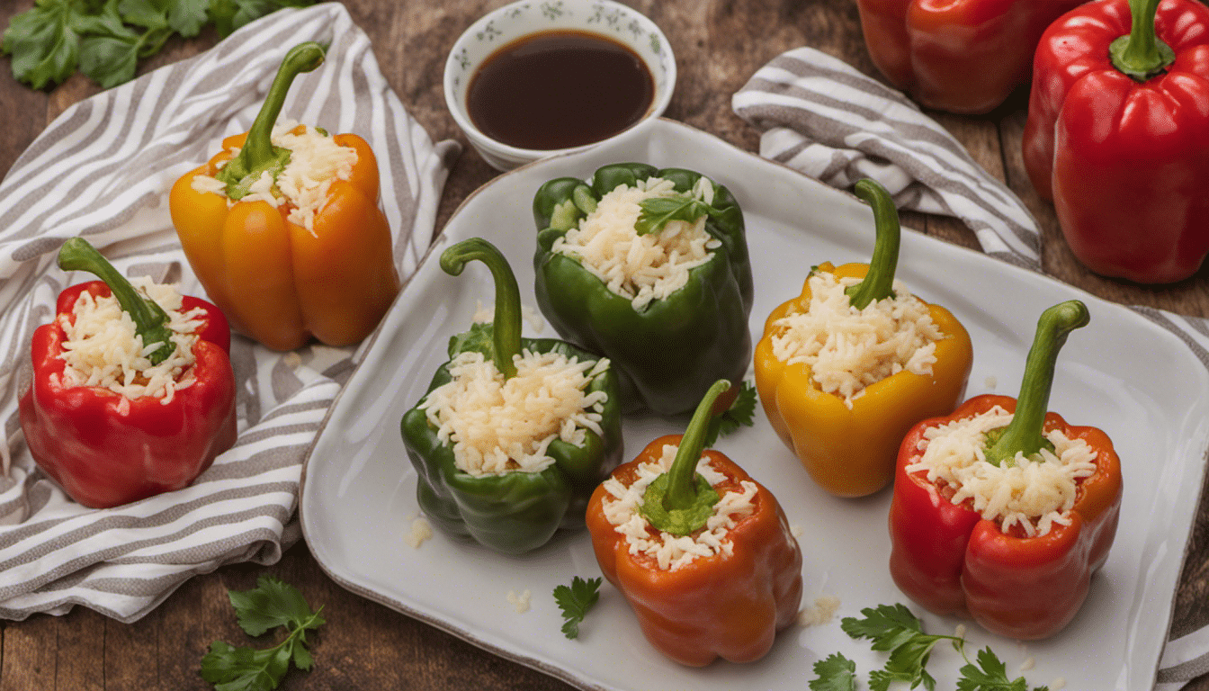 Musk Mallow Stuffed Bell Peppers - a flavourful mix of rice, vegetables, and Musk Mallow into bell peppers.