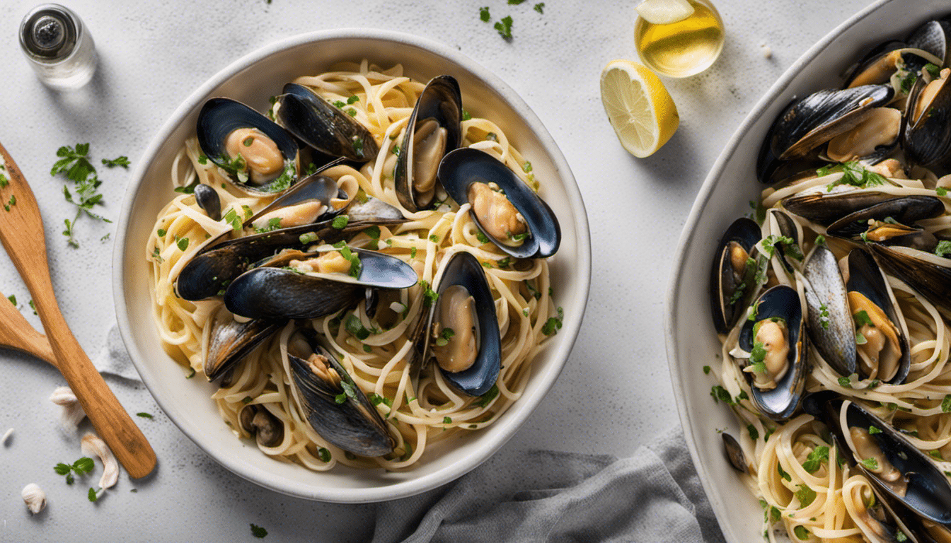 Mussel Linguine with Garlic and White Wine