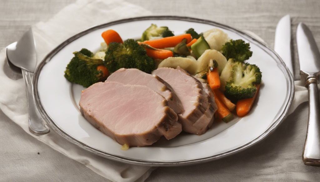 Oven-Baked Pork Loin with Vegetable Garnish