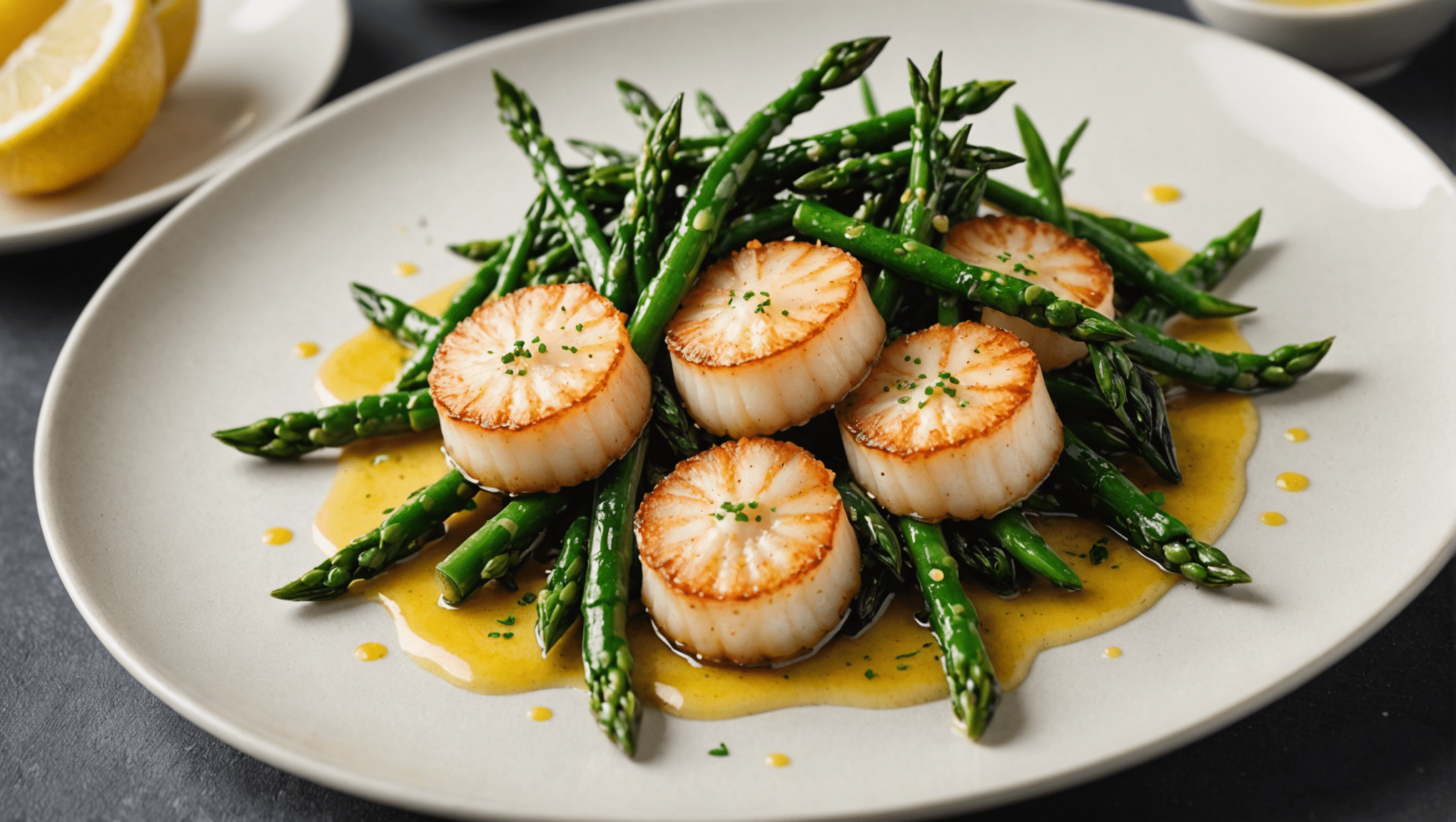 Pan-fried Scallops with Samphire and Lemon Butter Sauce