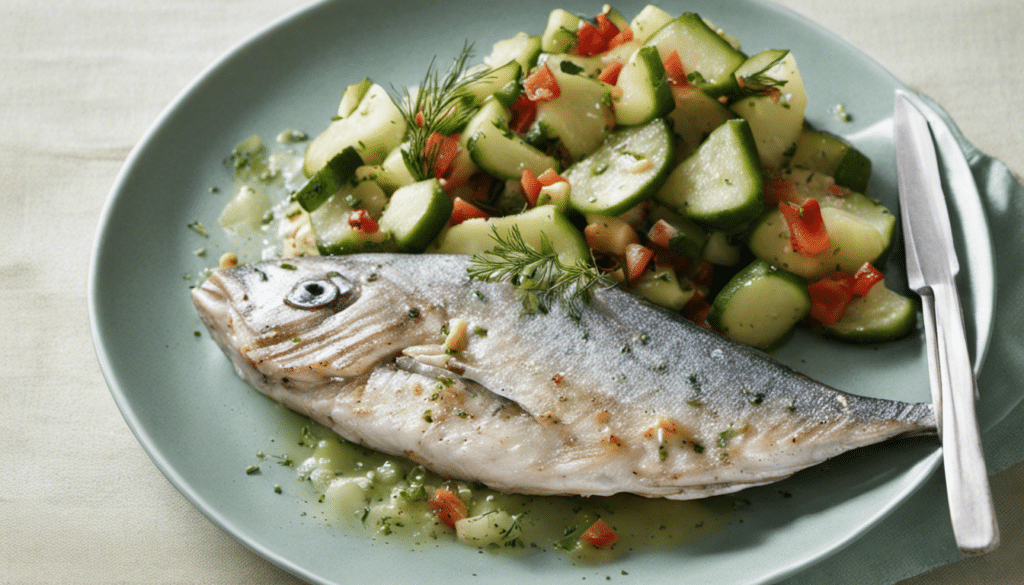 Pan-seared Trevally with Cucumber Dill Relish