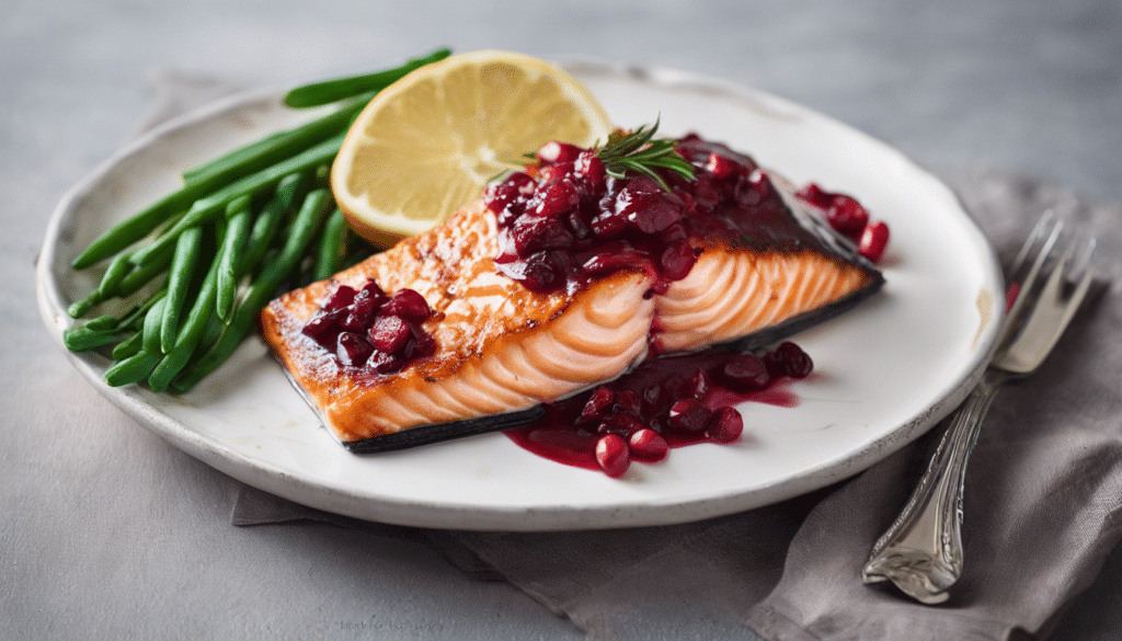 Pan-Fried Salmon Fillets with Cranberry Sauce