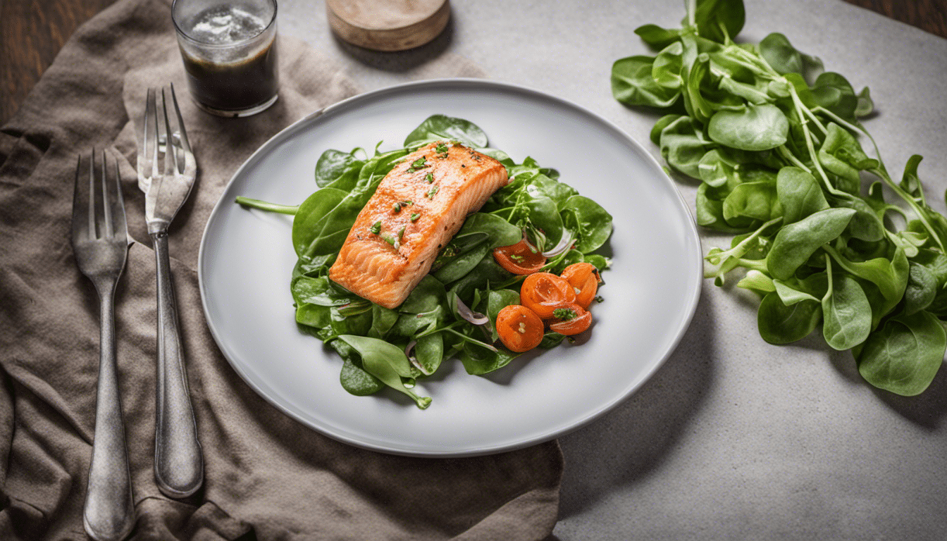 Pan-fried salmon with lamb's lettuce salad