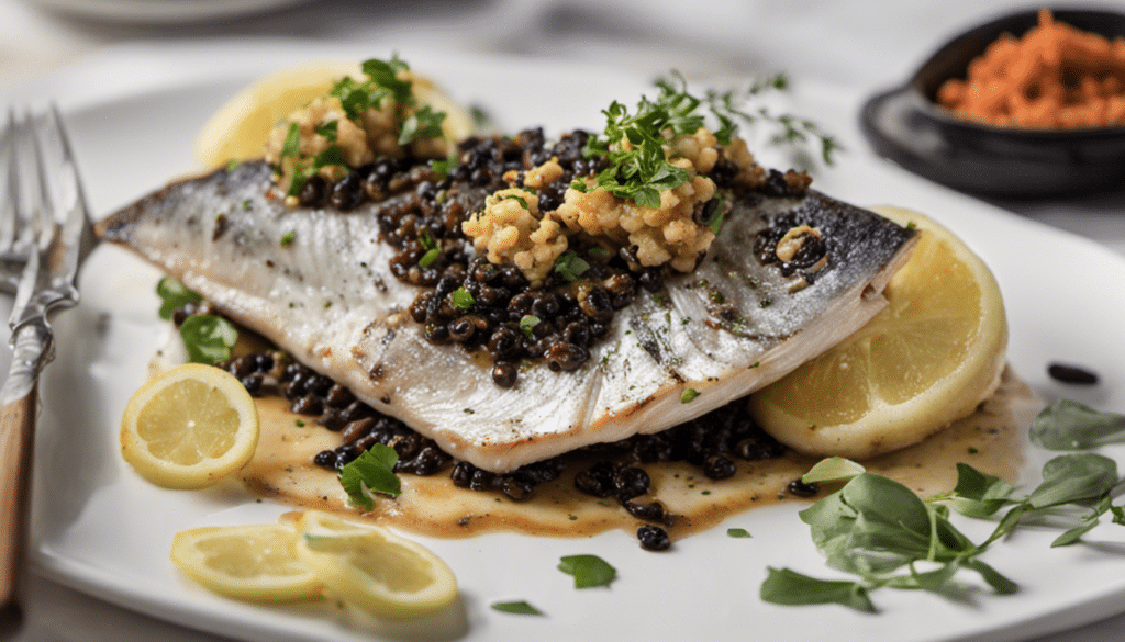 Pan-seared Trevally with Black Olive Tapenade