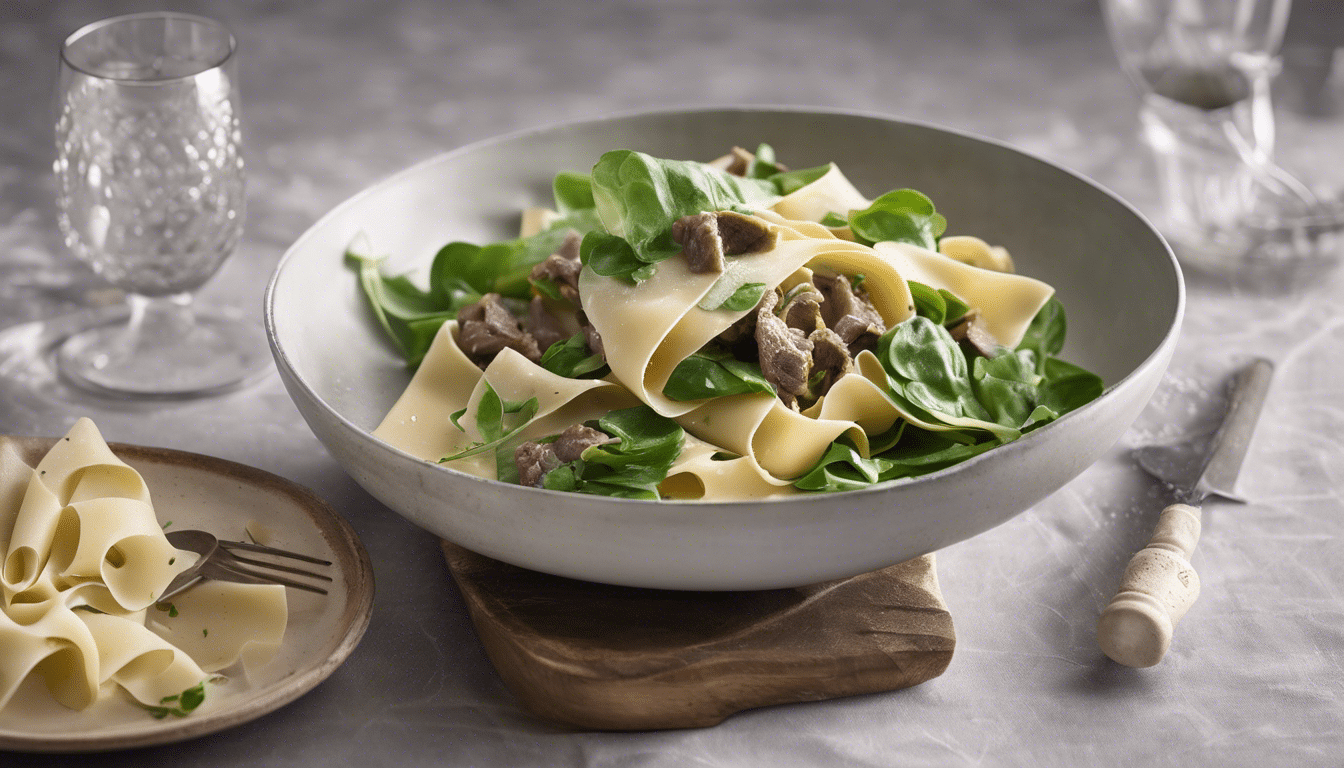 Pappardelle pasta with lamb's lettuce and parmesan
