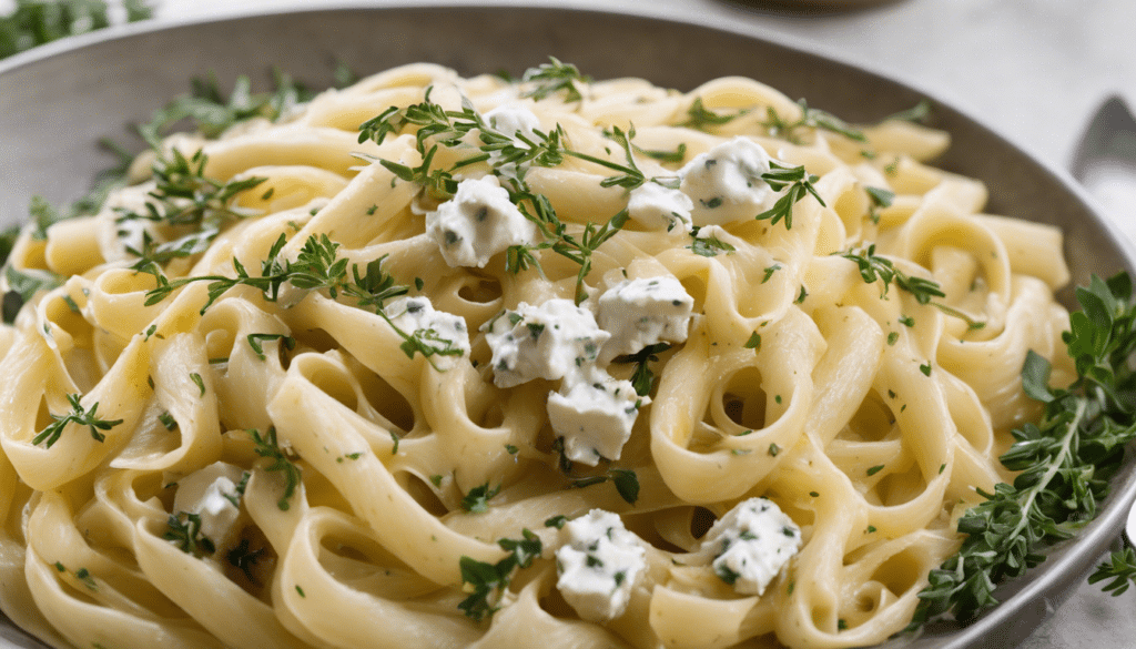 Pasta with Lemon Thyme and Goat Cheese Sauce