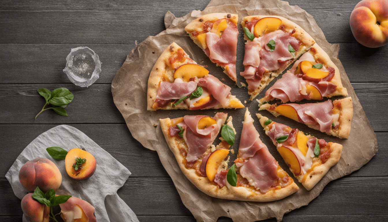 Delicious peach and prosciutto pizza