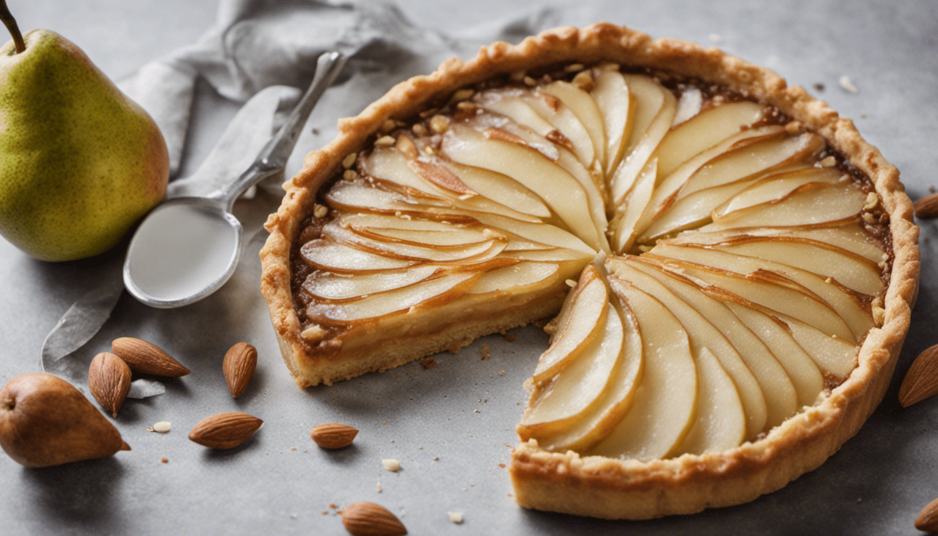 A delicious Pear and Almond Tart waiting to be savored.