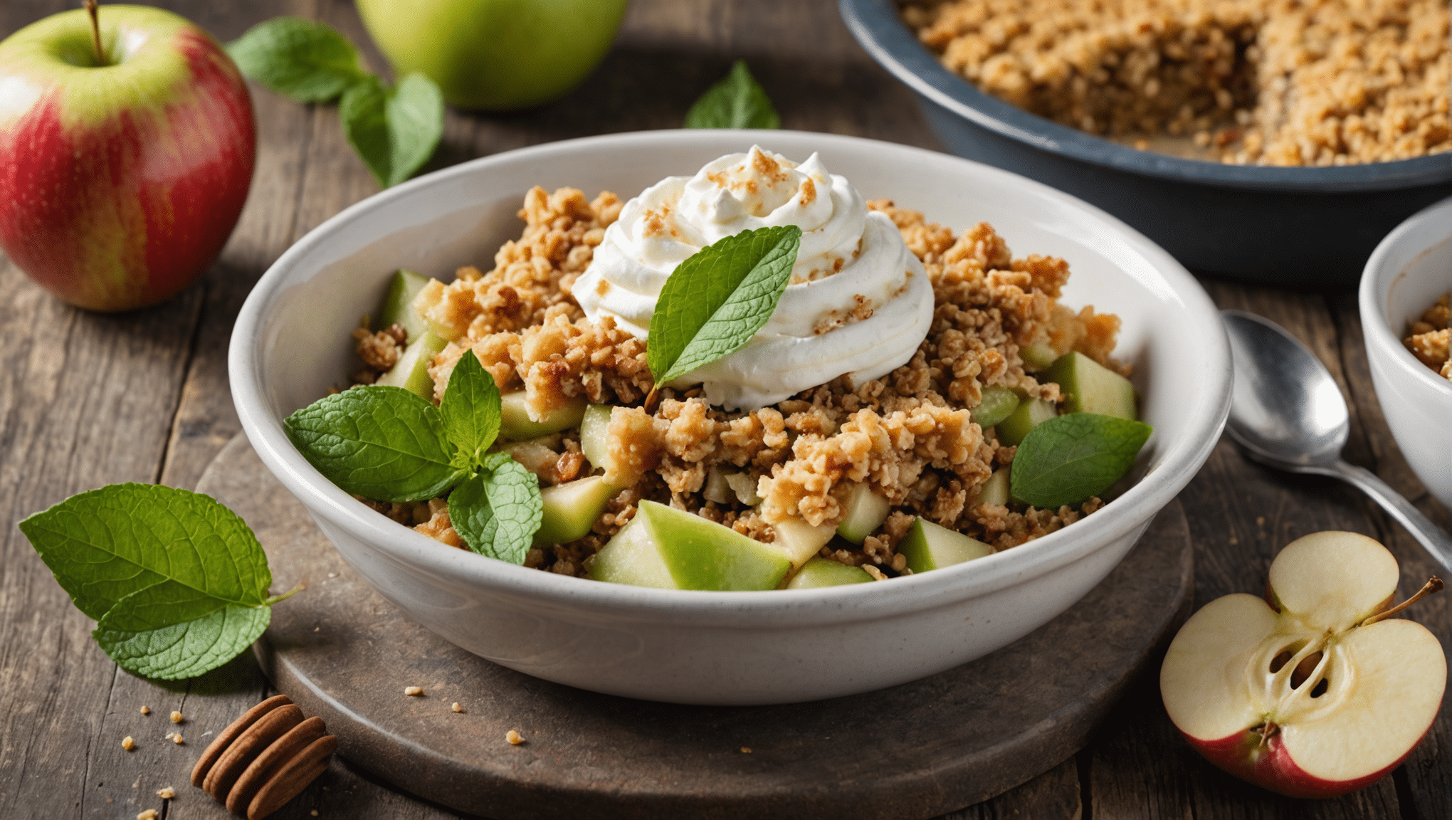 Peppermint Gum Leaf and Apple Crumble