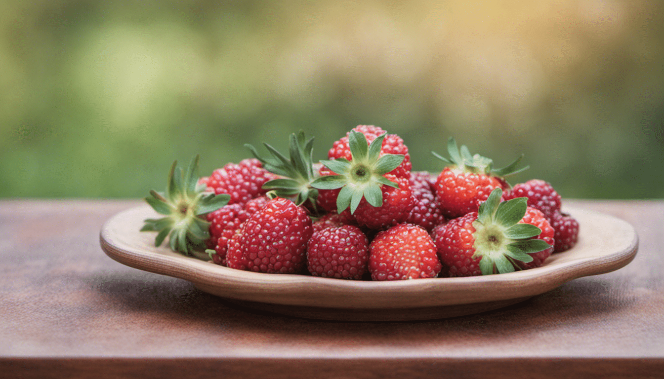 A bunch of ripe pineberries