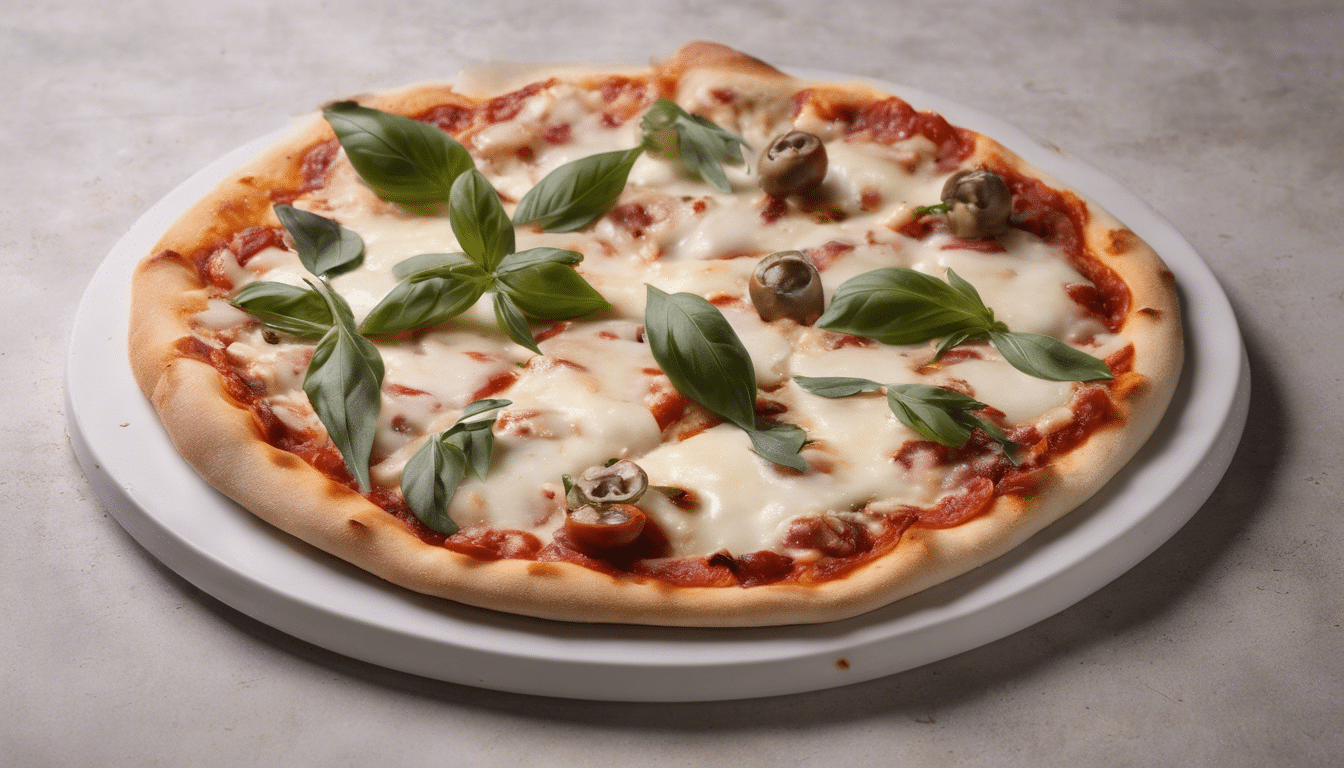 Pizza Garnished with Mozzarella and Artemisia