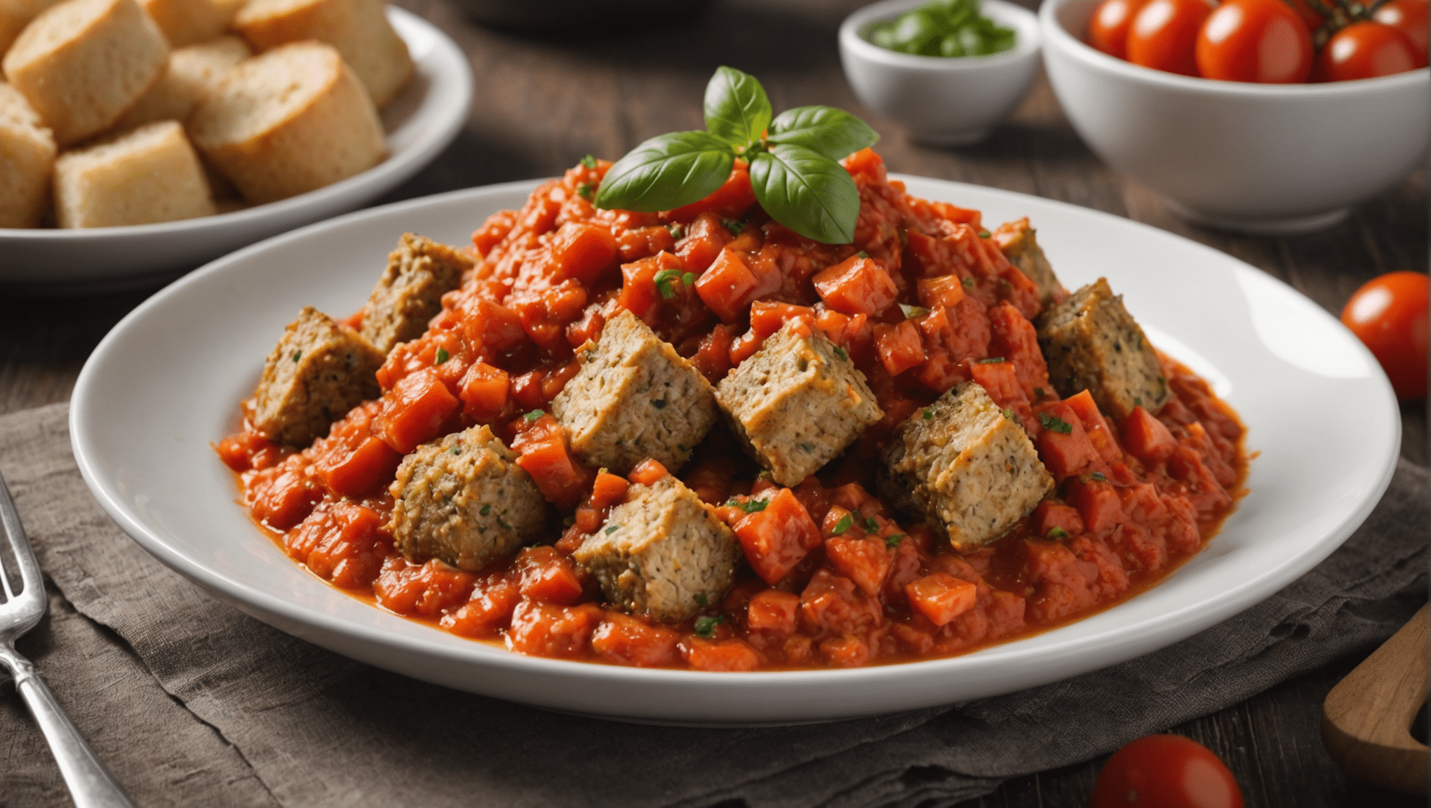 Polpettone di manzo con salsa al pomodoro e origano