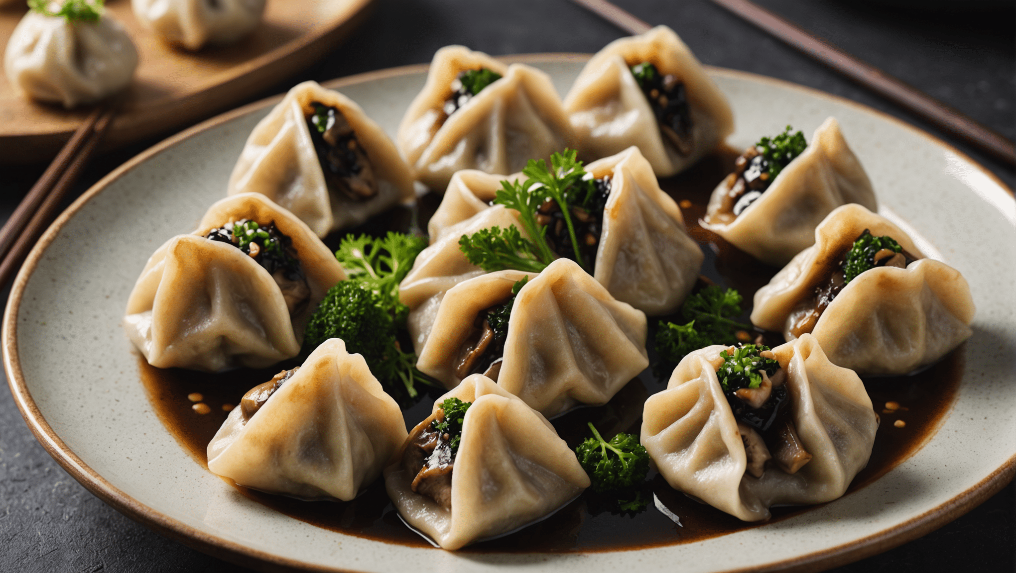 Pork, Mushroom, and Laver Dumplings