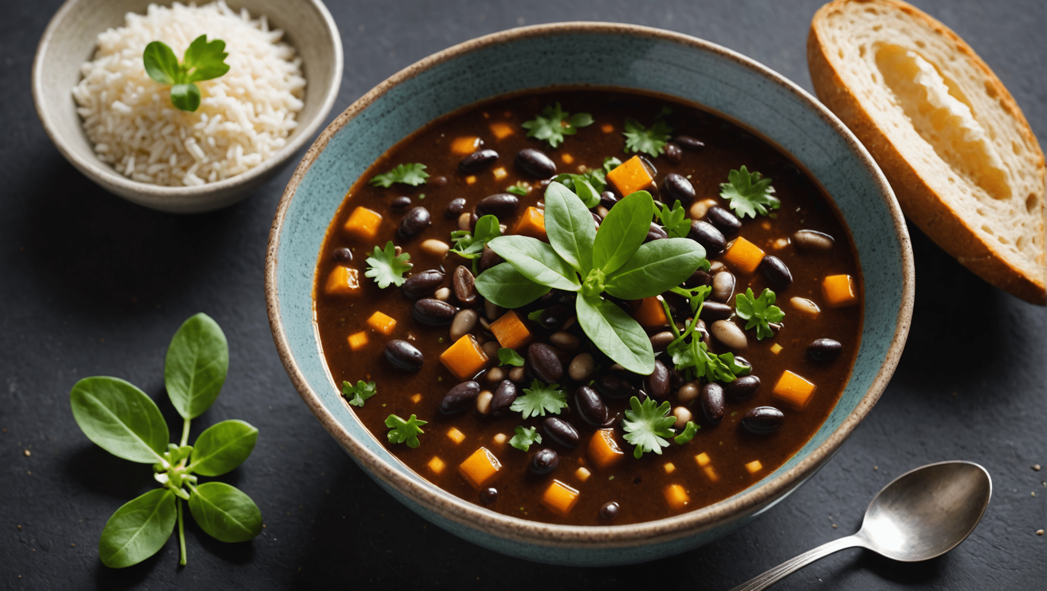 Purslane and Black Bean Soup