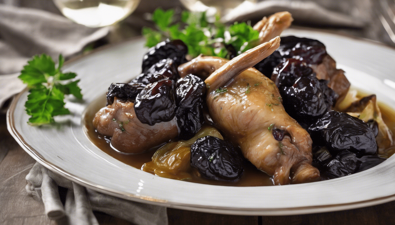 Rabbit Leg with Prunes and White Wine