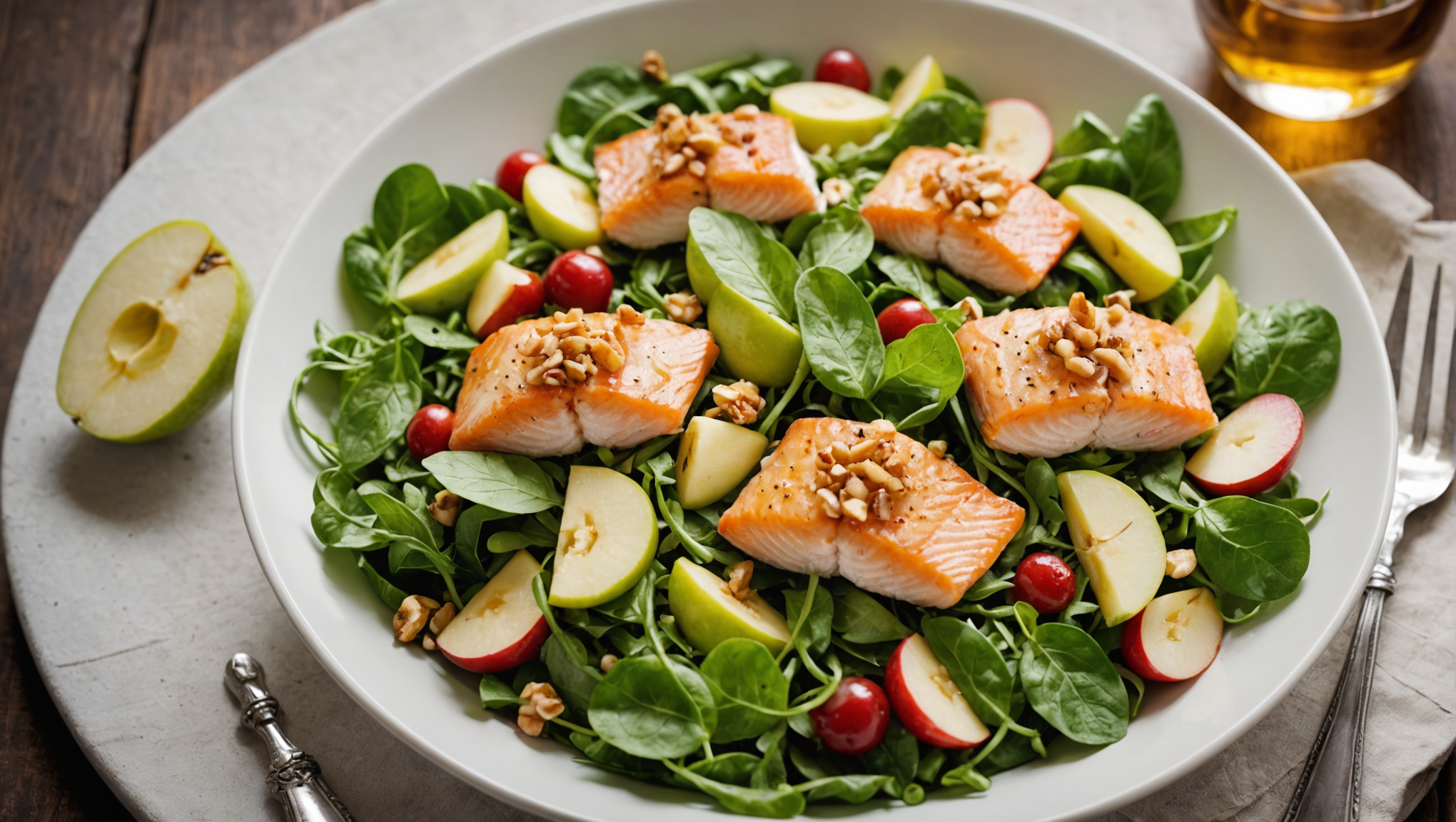 Räucherfischsalat mit Apfel und Walnüssen