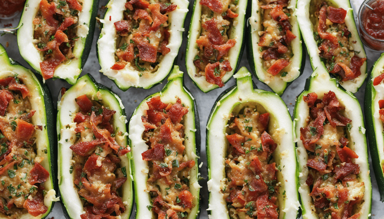 Ratatouille Stuffed Zucchini Boats with Parmesan and Crispy Prosciutto