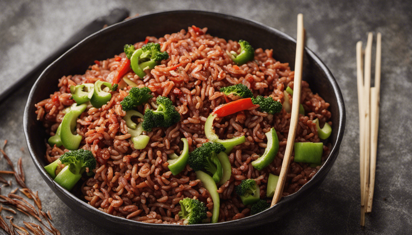 Red Rice Powder and Vegetable Stir Fry