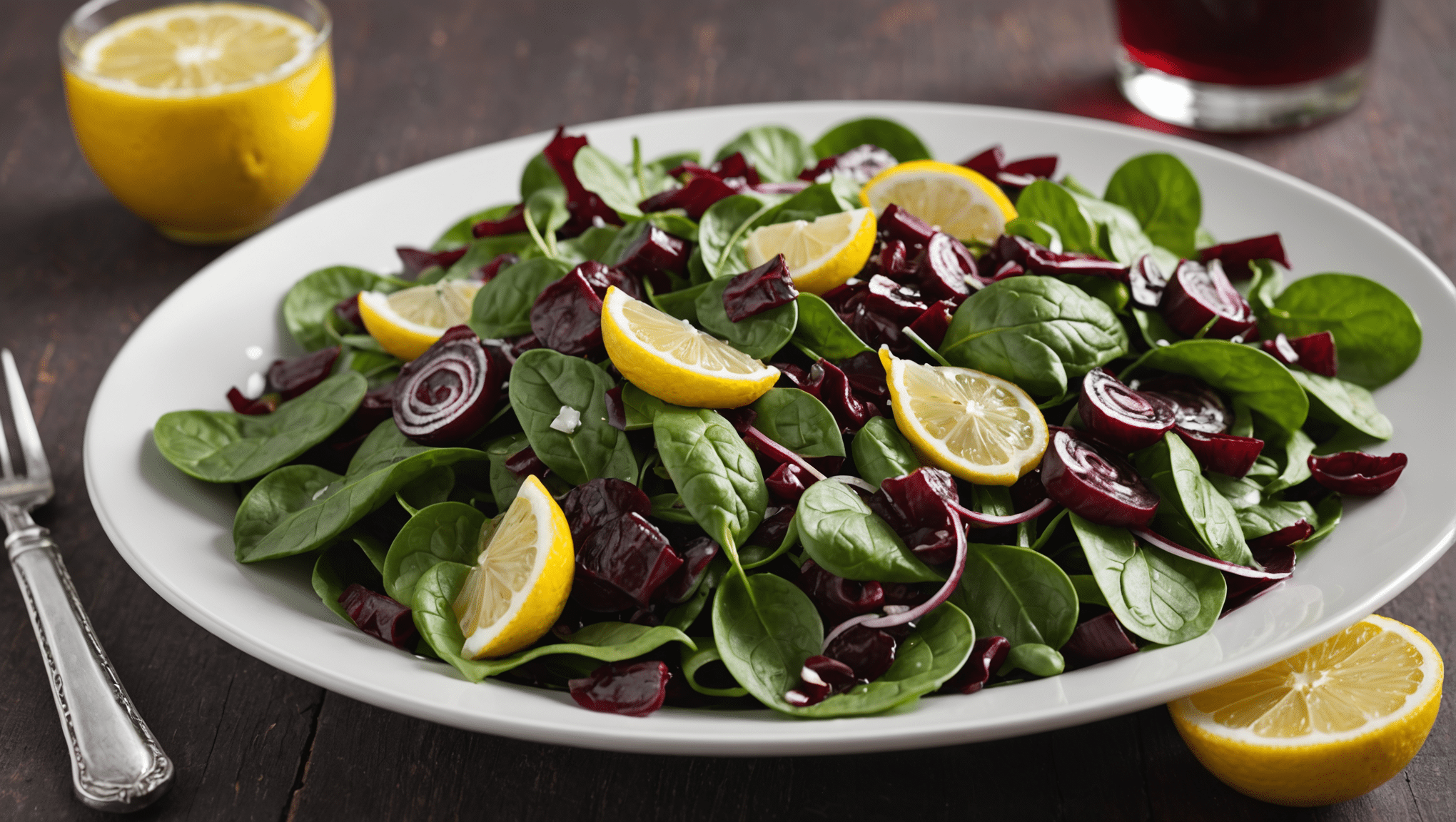 Red Spinach Salad with Lemon Vinaigrette