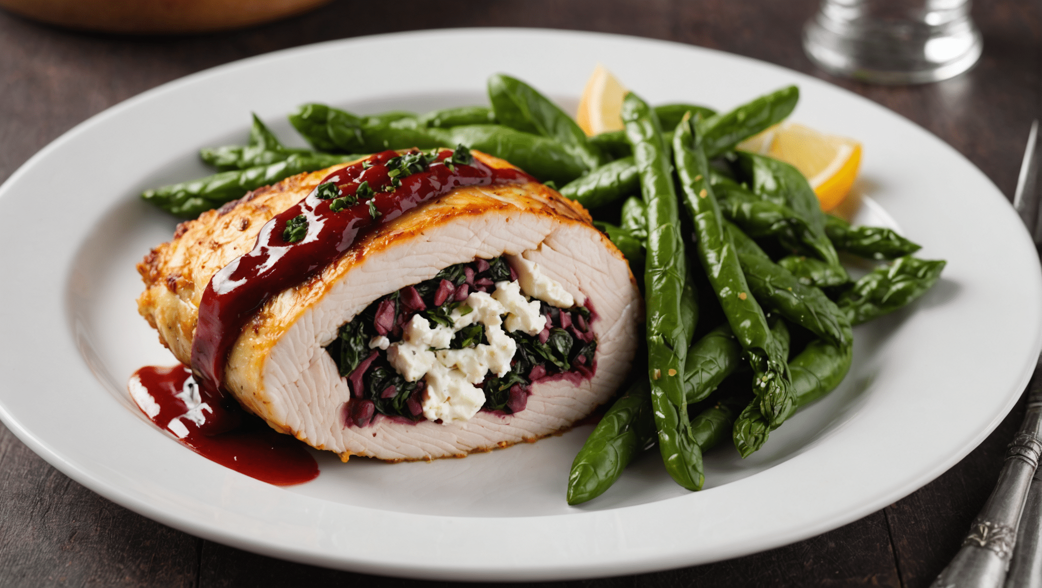 Red Spinach and Goat Cheese Stuffed Chicken Breast