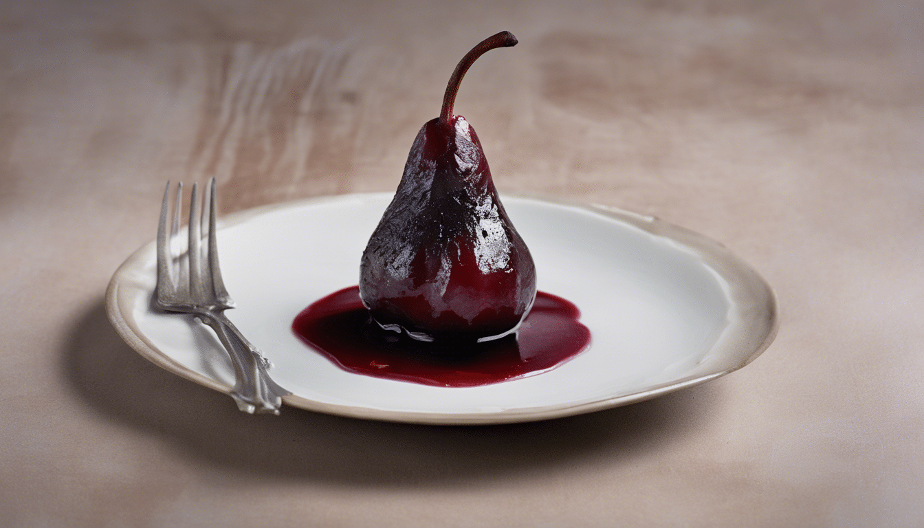 Red Wine Poached Pears with Tonka Bean