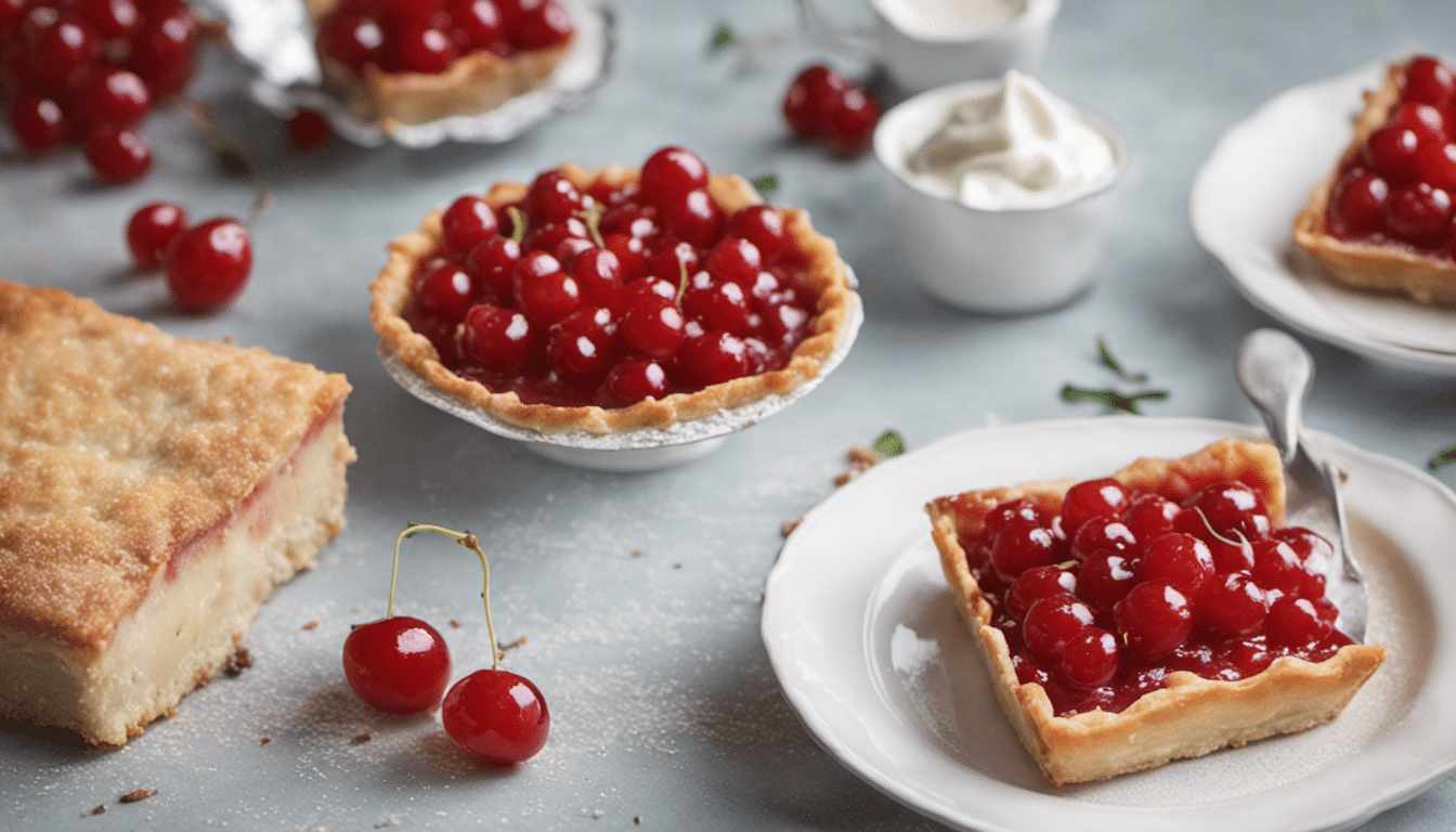 Freshly baked Redcurrant Tarts on a white plate