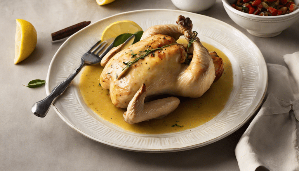 Roast Chicken with Tasmanian Pepper and Lemon Sauce