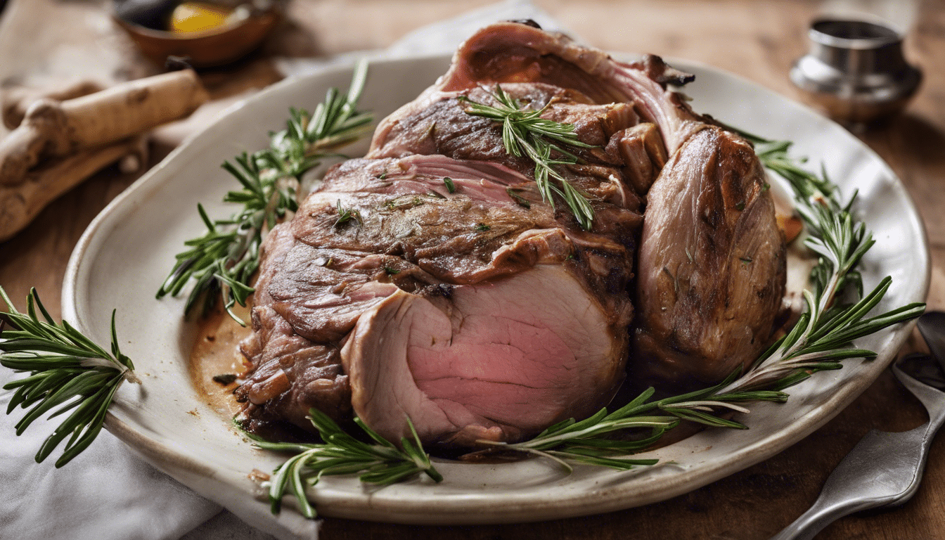 Roasted leg of lamb with rosemary and garlic