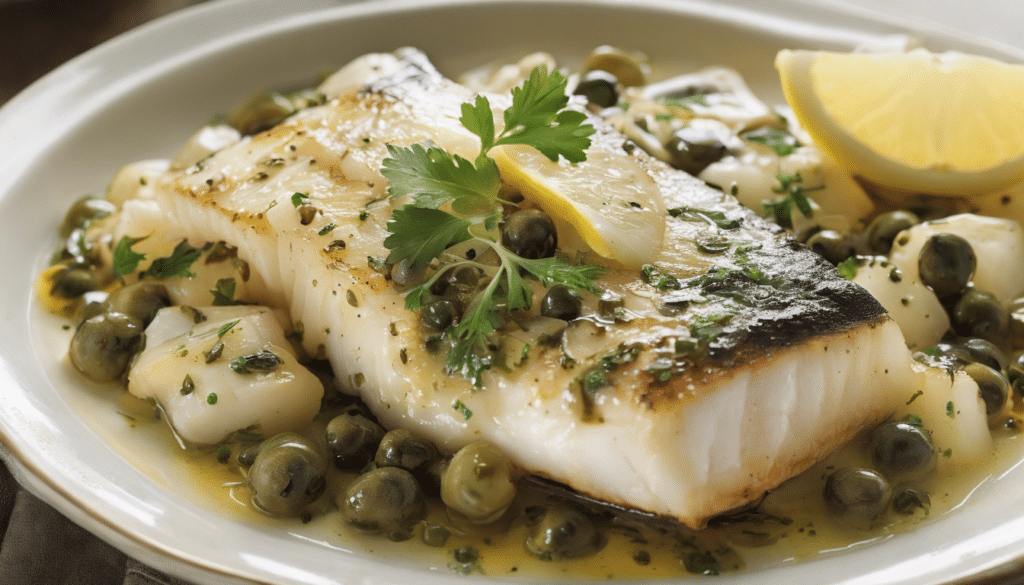 Roasted Cod with Lemon, Capers, and Parsley