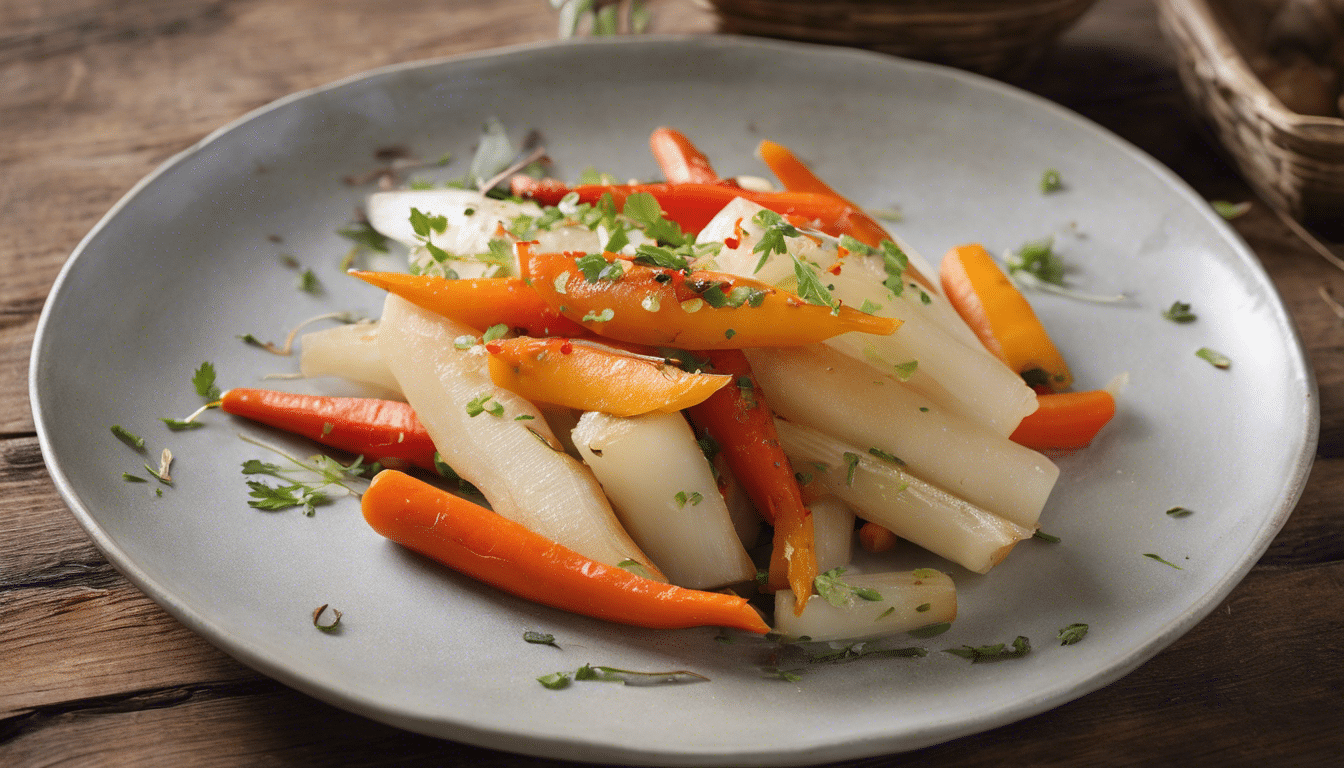 Roasted Daikon Radish, Carrots and Peppers