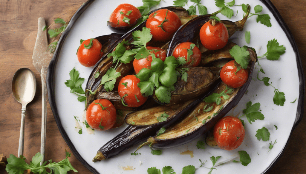Roasted Eggplant with Tomatoes and Cilantro