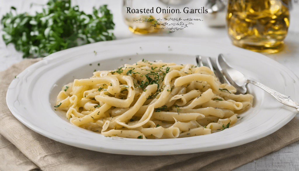 Roasted Egyptian Onion and Garlic Pasta