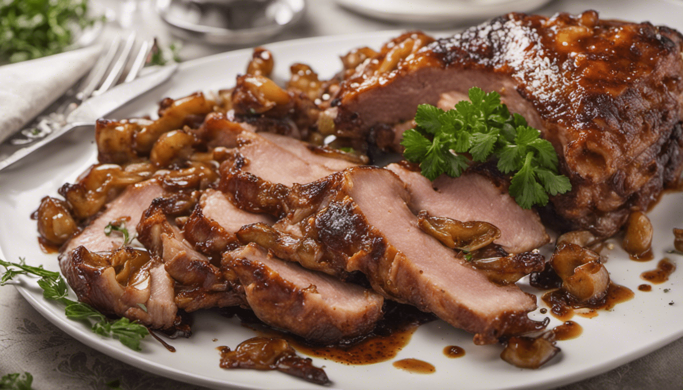 A picture of roasted pork with Sarguelas glaze
