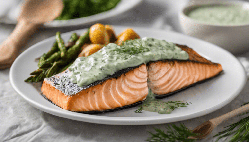Roasted Salmon with Dill Sauce