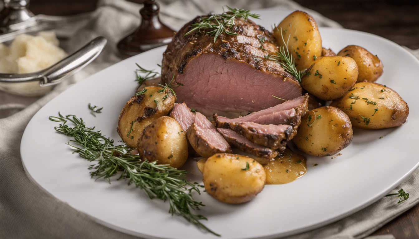 Roasted Veal with Baked Potatoes