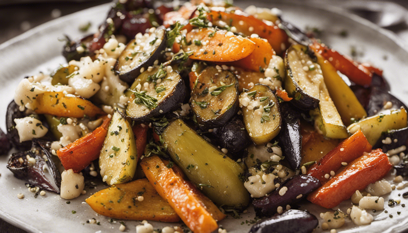 Beautifully roasted vegetables with sesame seeds