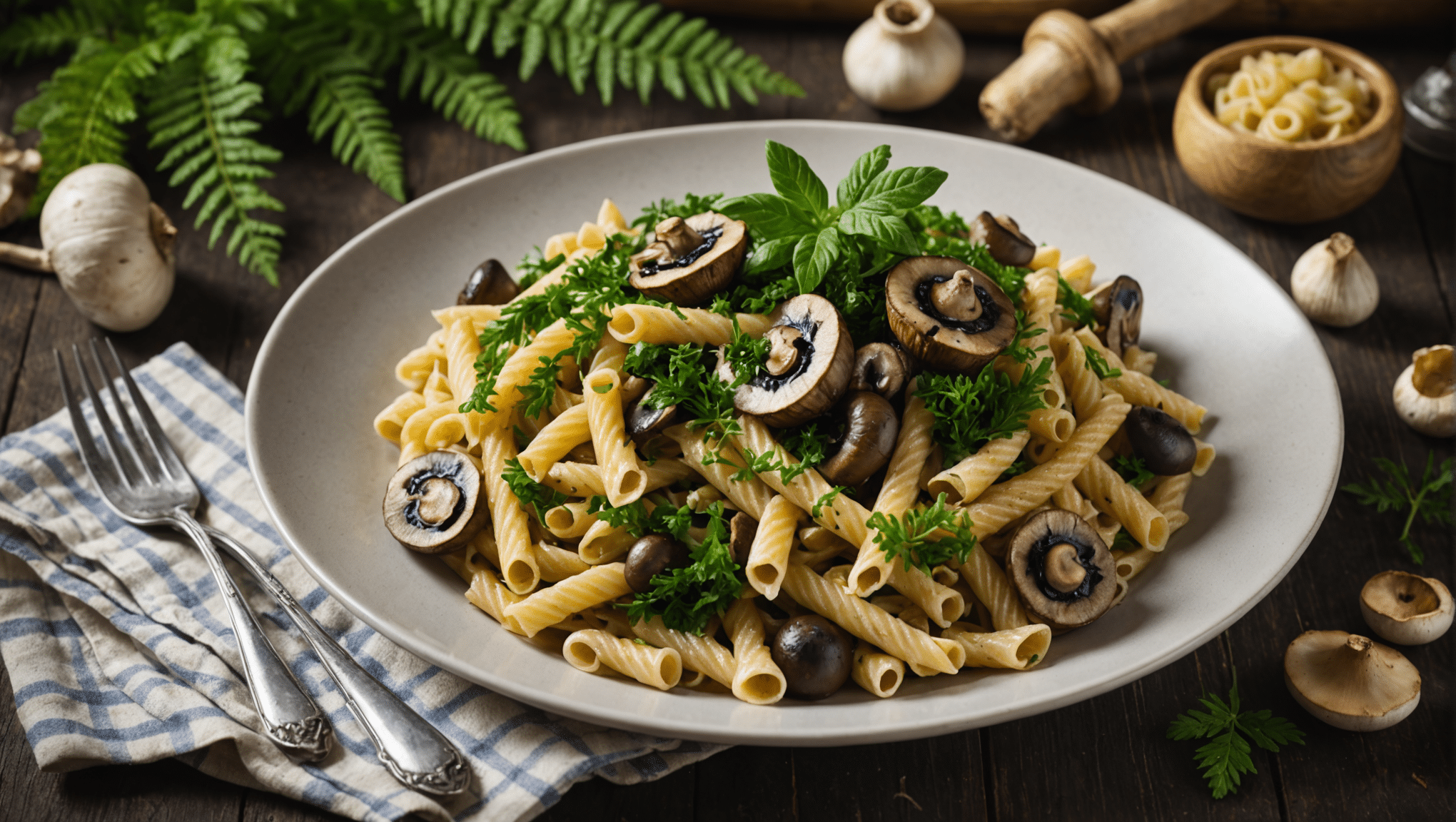 Royal Ferns and Mushroom Pasta