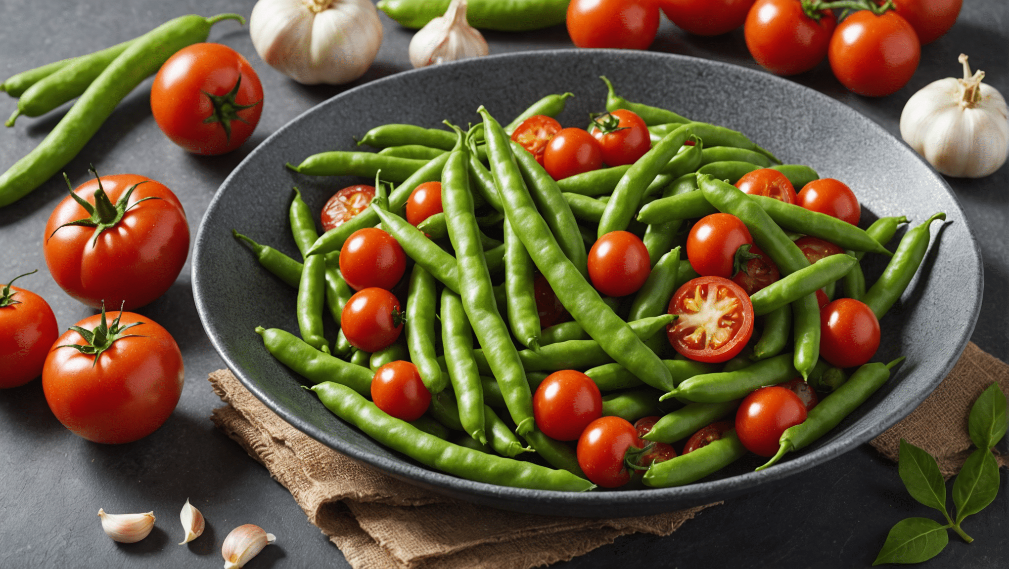 Runner Beans with Tomatoes and Garlic